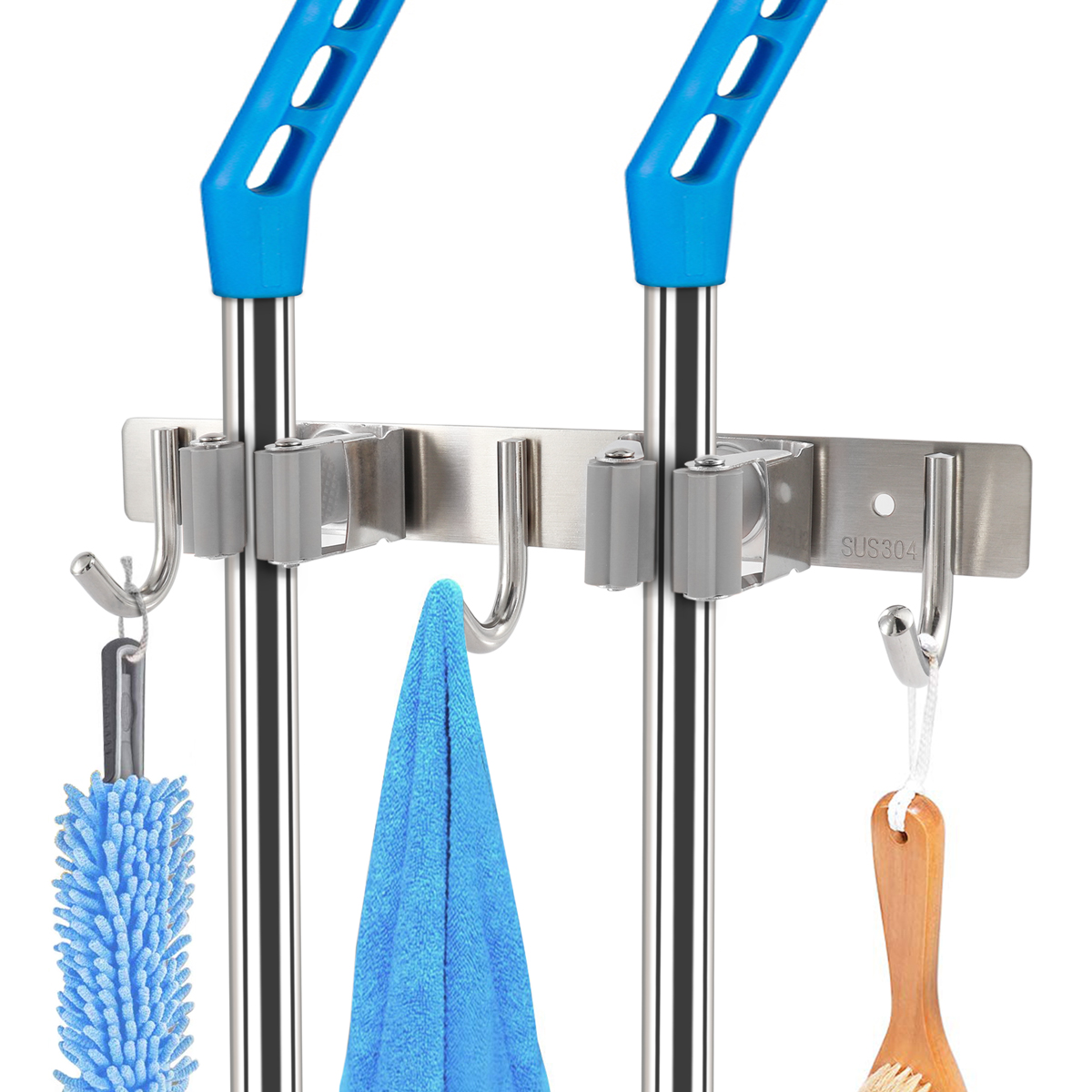 Multi-functional mop broom holder mop hook wall mounted home organizer
